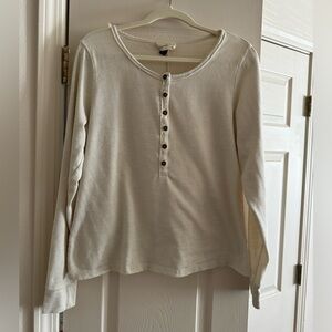 Waffle knit women’s henley shirt